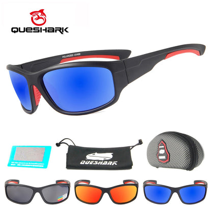 QUESHARK Men Polarized Fishing Sunglasses Hiking Angling Goggles Sports Cycling Fisherman Glasses Uv400 Fishing Eyewear
