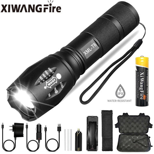 Portable Powerful LED Lamp XML-T6  Flashlight Linterna Torch Uses 18650 Chargeable Battery Outdoor Camping Tactics Flash Light