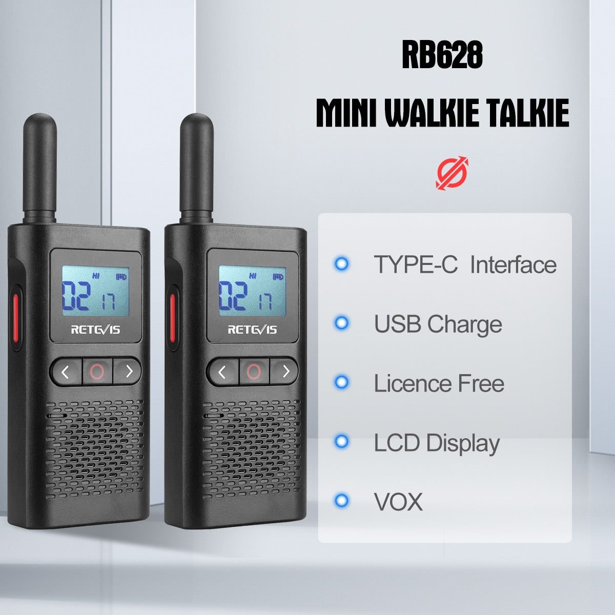 Retevis Mini Walkie Talkie Rechargeable Walkie-Talkie 2 pcs included PTT PMR446 Long Range Portable Two-way Radios For Hunting