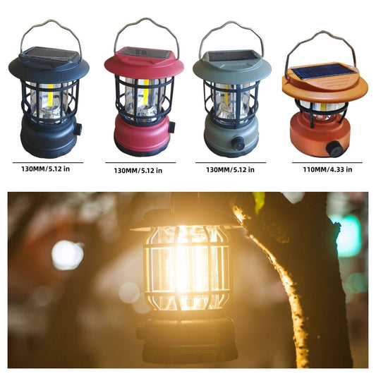 Vintage Solar Charging Camping Light Portable Rechargeable Lamp Hanging Lantern Outdoor Waterproof Light Tent Equipment Supplies