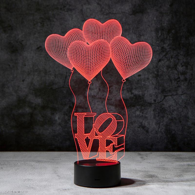 3D Liefdes Ballonnen Illusie Lamp | incl. 7 Kleuren Modus!