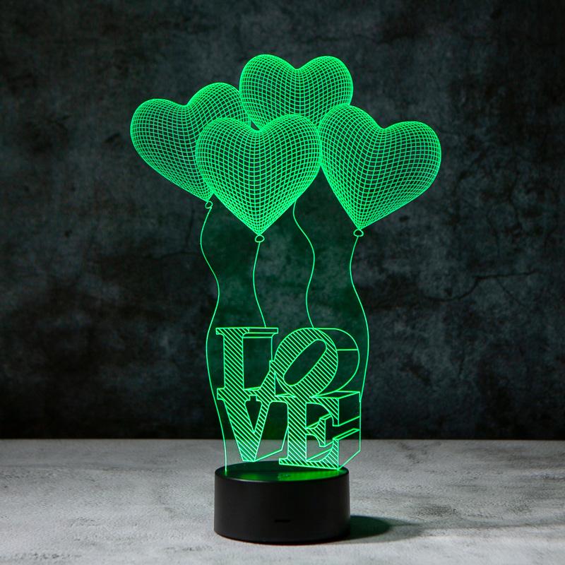 3D Liefdes Ballonnen Illusie Lamp | incl. 7 Kleuren Modus!