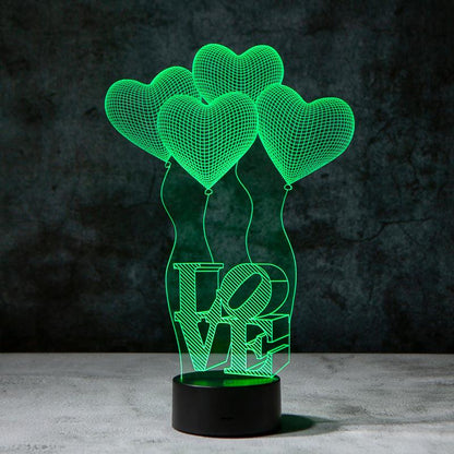 3D Liefdes Ballonnen Illusie Lamp | incl. 7 Kleuren Modus!