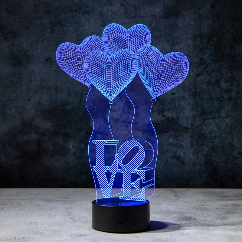 3D Liefdes Ballonnen Illusie Lamp | incl. 7 Kleuren Modus!