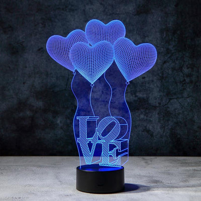 3D Liefdes Ballonnen Illusie Lamp | incl. 7 Kleuren Modus!