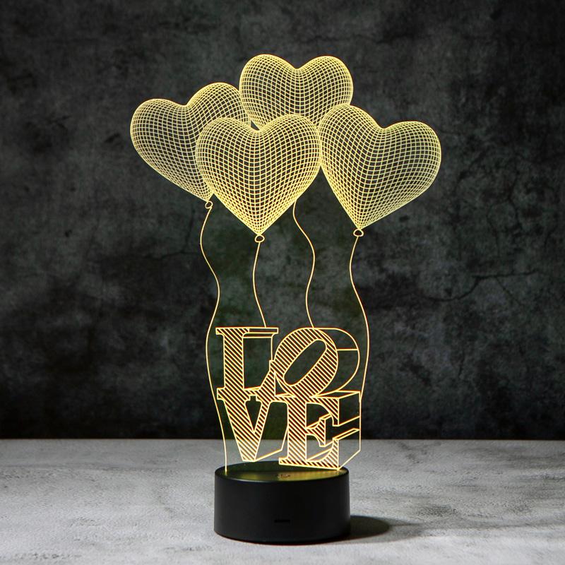 3D Liefdes Ballonnen Illusie Lamp | incl. 7 Kleuren Modus!
