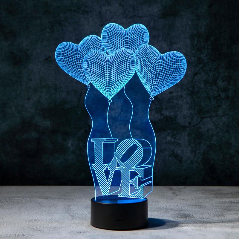 3D Liefdes Ballonnen Illusie Lamp | incl. 7 Kleuren Modus!