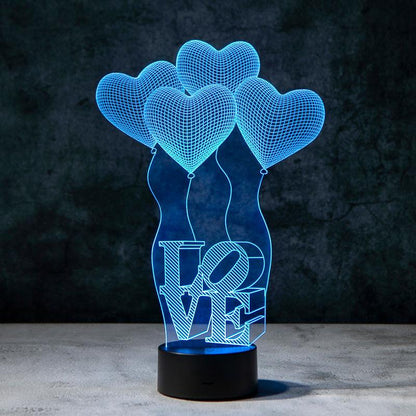 3D Liefdes Ballonnen Illusie Lamp | incl. 7 Kleuren Modus!