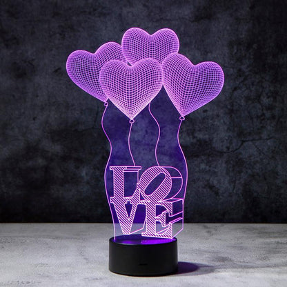 3D Liefdes Ballonnen Illusie Lamp | incl. 7 Kleuren Modus!