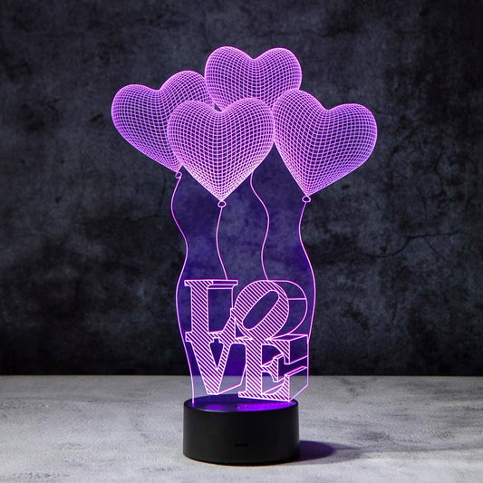 3D Liefdes Ballonnen Illusie Lamp | incl. 7 Kleuren Modus!
