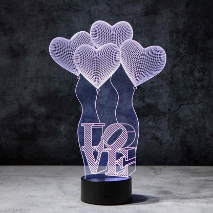 3D Liefdes Ballonnen Illusie Lamp | incl. 7 Kleuren Modus!